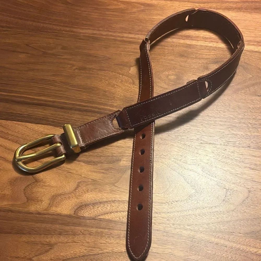 Vintage Fossil Belt with heavy brass buckle